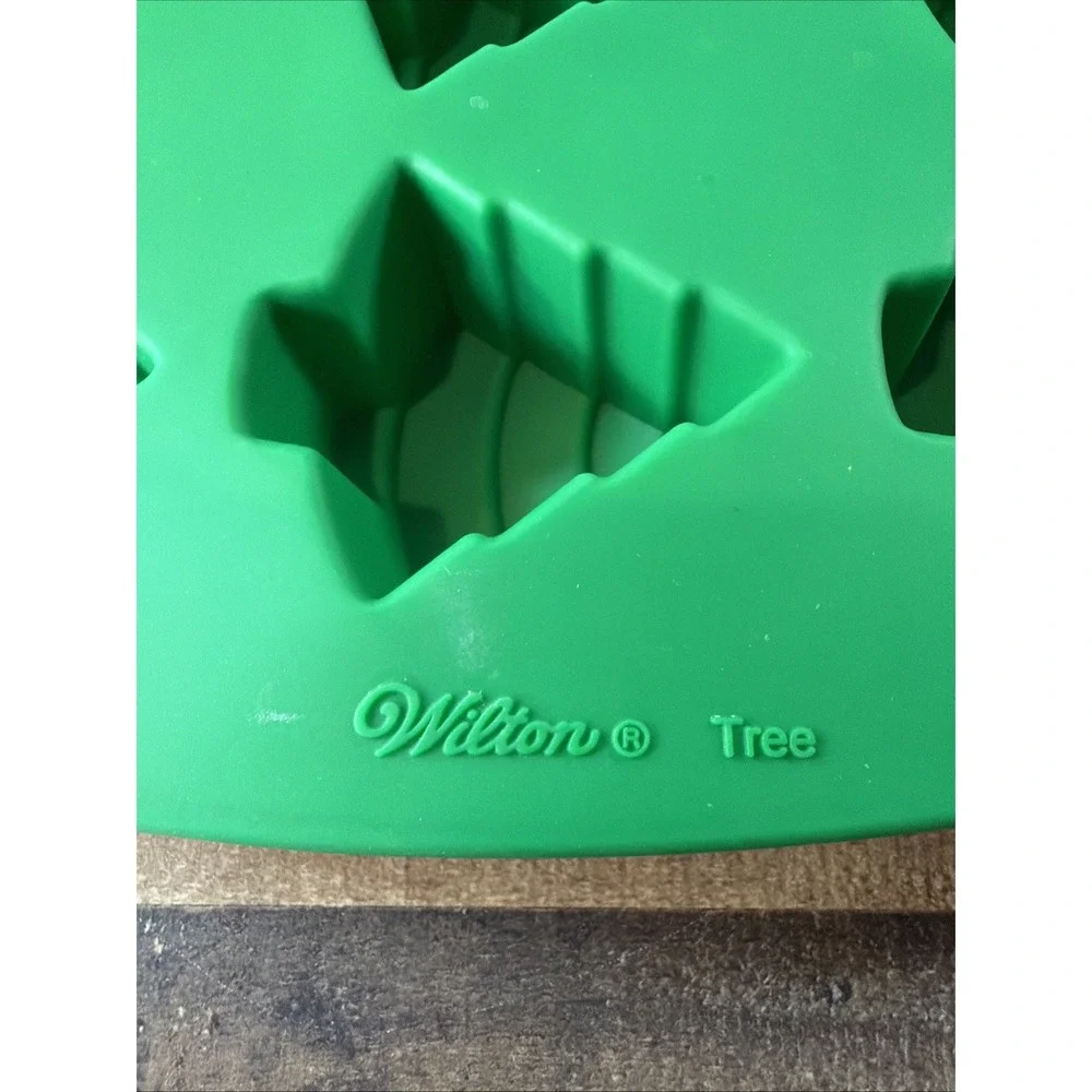 Lot of 2 Wilton Christmas Tree Silicone Molds Green Holiday Baking Candy Molds